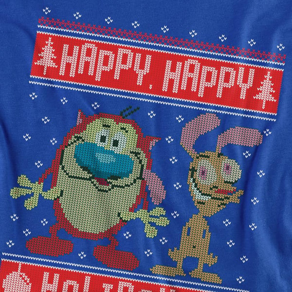 Ren & Stimpy Unisex Adult Happy, Happy Holidays Christmas Jumper Sweatshirt