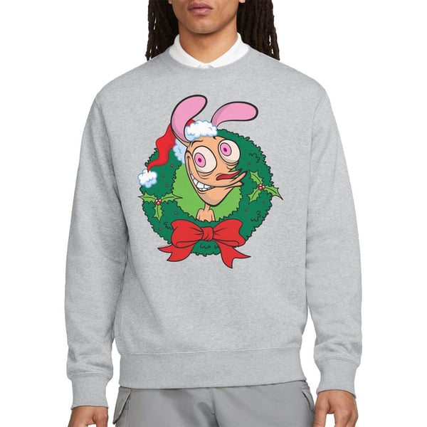 Ren & Stimpy Unisex Adult Wreath Christmas Sweatshirt