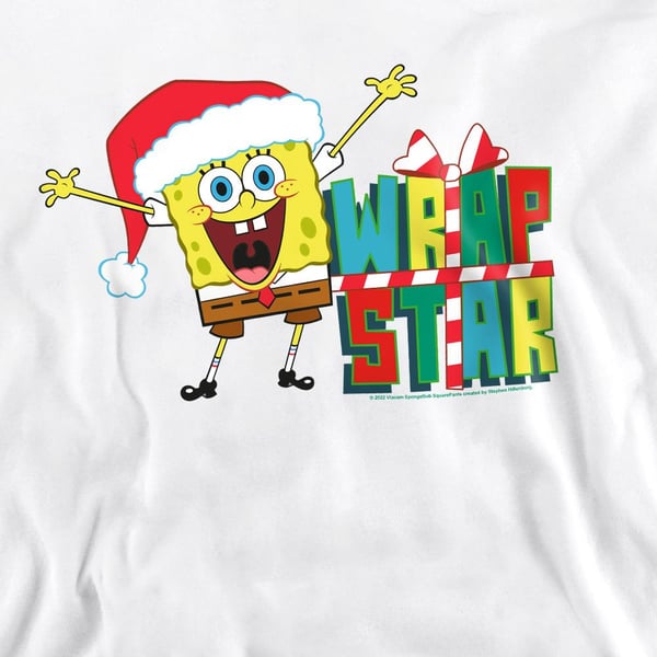 SpongeBob SquarePants Unisex Adult Wrap Star At Christmas Sweatshirt