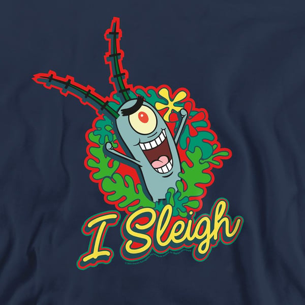SpongeBob SquarePants Unisex Adult I Sleigh Plankton Wreath Christmas Sweatshirt