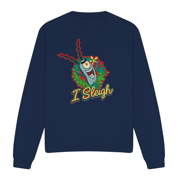 SpongeBob SquarePants Unisex Adult I Sleigh Plankton Wreath Christmas Sweatshirt