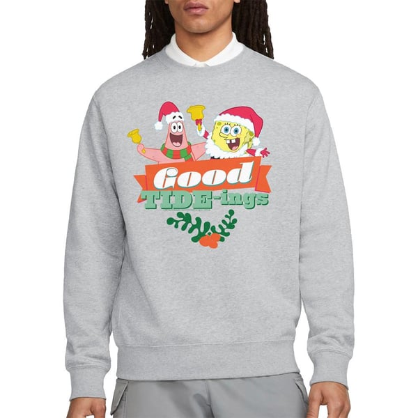 SpongeBob SquarePants Unisex Adult Good Tide-ings Patrick Star Santa Claus Christmas Sweatshirt
