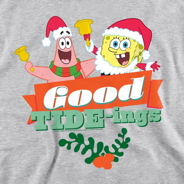 SpongeBob SquarePants Unisex Adult Good Tide-ings Patrick Star Santa Claus Christmas Sweatshirt