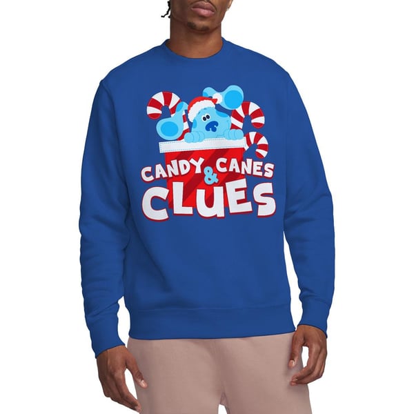 Blue´s Clues & You! Unisex Adult Clues Candy Canes Christmas Sweatshirt