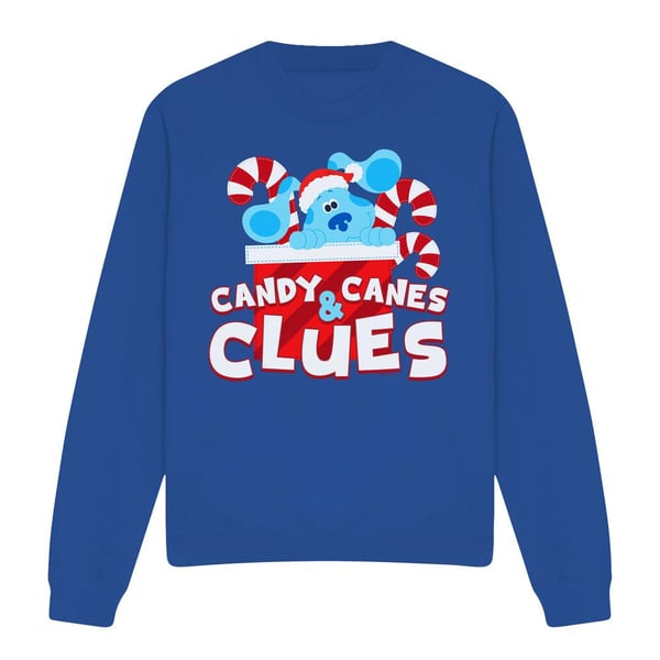 Blue´s Clues & You! Unisex Adult Clues Candy Canes Christmas Sweatshirt