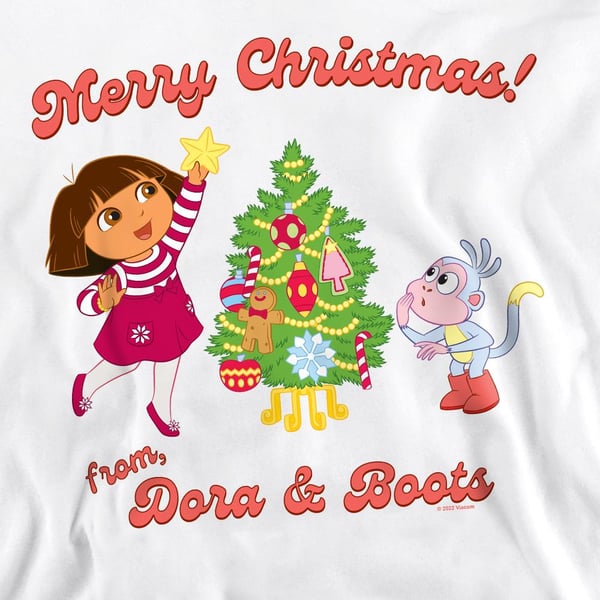 Dora The Explorer Unisex Adult Happy Holidays Dora & Boots Sweatshirt