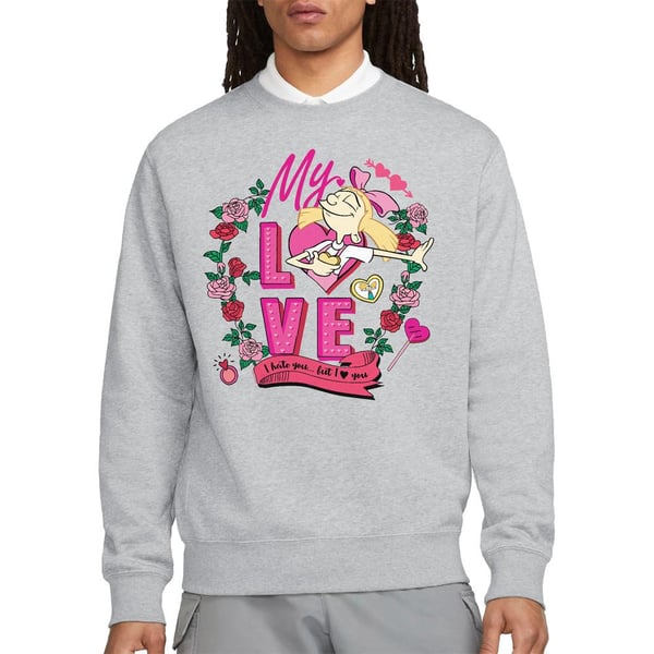 Hey Arnold! Unisex Adult I Hate You But Love You Helga Valentine`s Day Sweatshirt