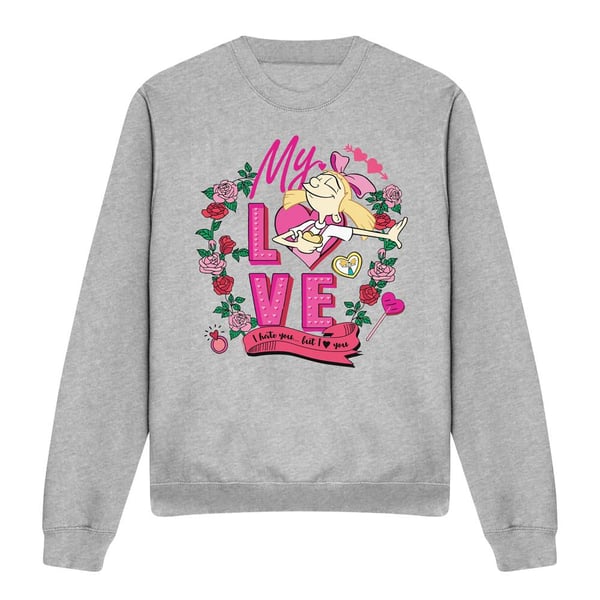 Hey Arnold! Unisex Adult I Hate You But Love You Helga Valentine`s Day Sweatshirt