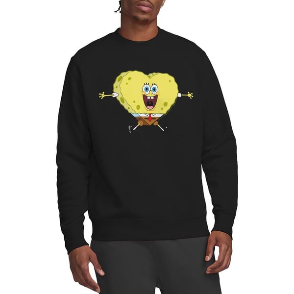 SpongeBob SquarePants Unisex Adult Heart-Shaped Sponge Valentine`s Day Sweatshirt