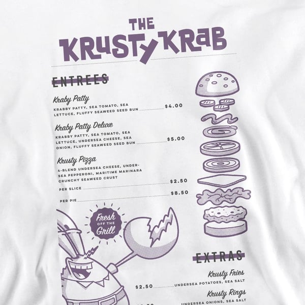 SpongeBob SquarePants Unisex Adult Krusty Krab Menu Sweatshirt