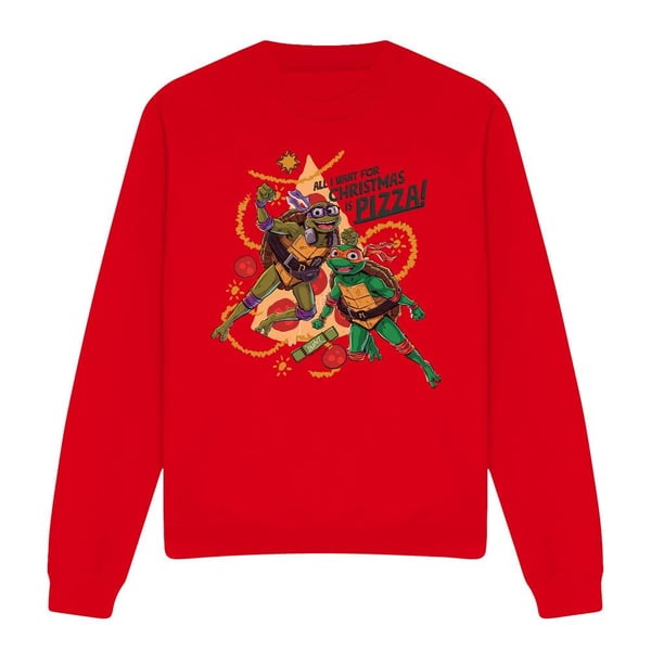 Teenage Mutant Ninja Turtles: Mutant Mayhem Unisex Adult Michelangelo & Donatello Pizza Christmas Sweatshirt