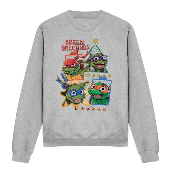 Teenage Mutant Ninja Turtles: Mutant Mayhem Unisex Adult Green Greetings Christmas Sweatshirt