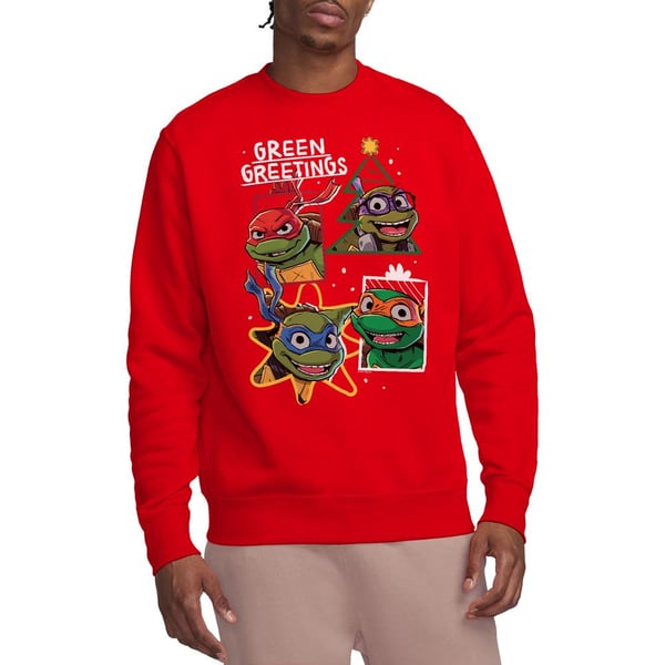 Teenage Mutant Ninja Turtles Unisex Adult Green Greetings Christmas Sweatshirt