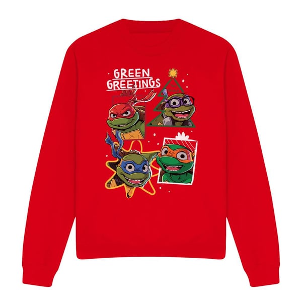 Teenage Mutant Ninja Turtles Unisex Adult Green Greetings Christmas Sweatshirt