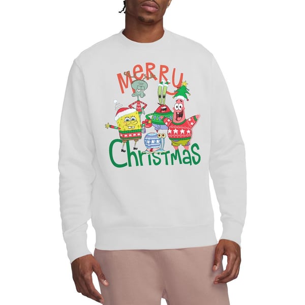 SpongeBob SquarePants Unisex Adult Merry Christmas Group Sweatshirt