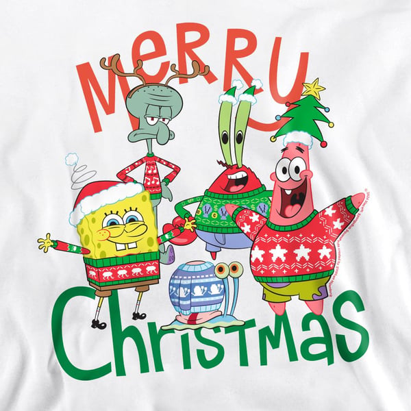 SpongeBob SquarePants Unisex Adult Merry Christmas Group Sweatshirt