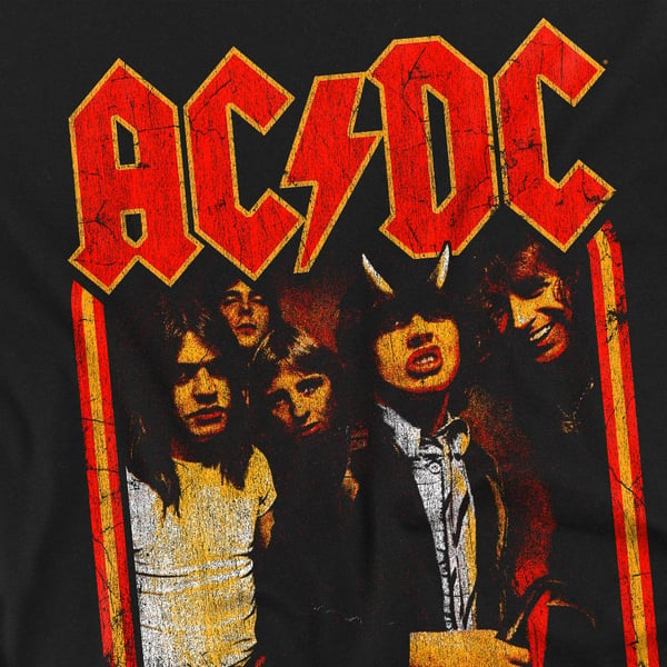 AC/DC Group Distressed T-shirt til mænd