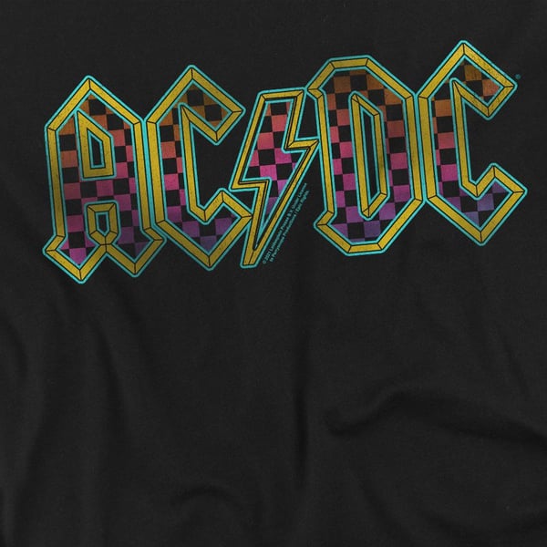 AC/DC Miesten Ruutukuvioitu Liukuvärjätty Logo T-paita