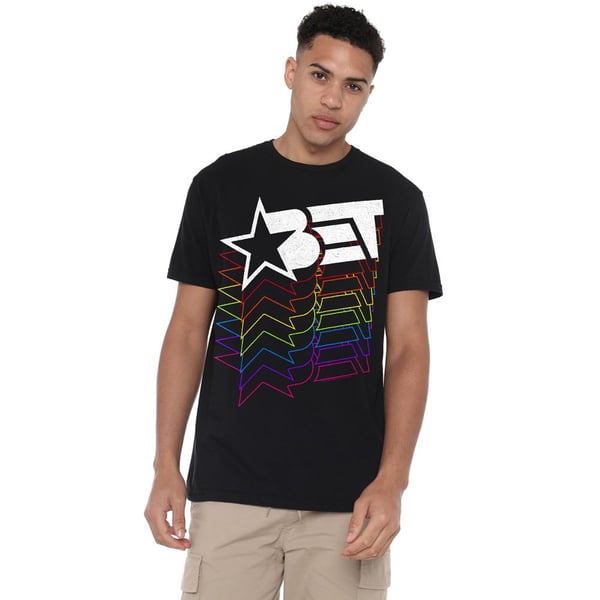 BET Mens Cascading Rainbow Logo T-Shirt
