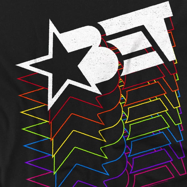BET Mens Cascading Rainbow Logo T-Shirt