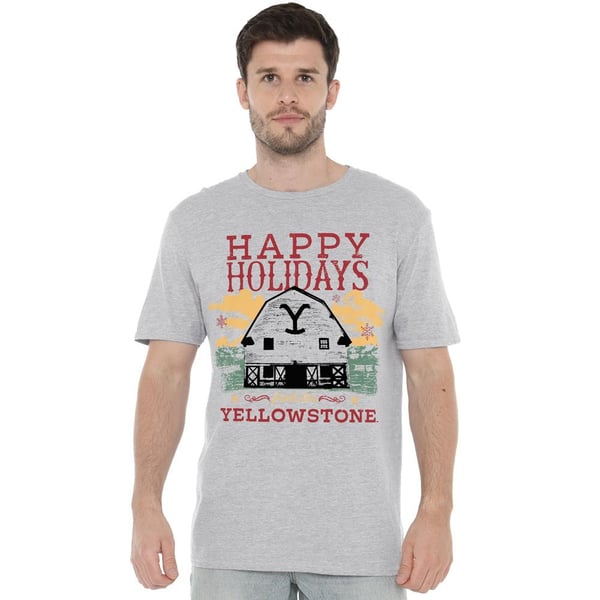 Yellowstone Mens Happy Holidays Christmas T-Shirt