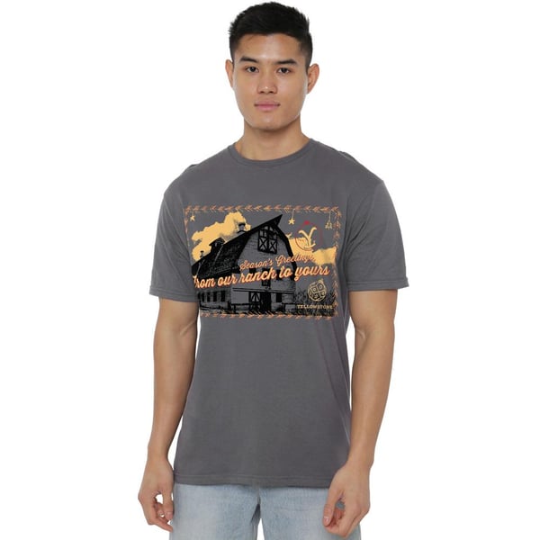 Yellowstone Mens Seasons Greetings From The Yellowstone Christmas T-Shirt