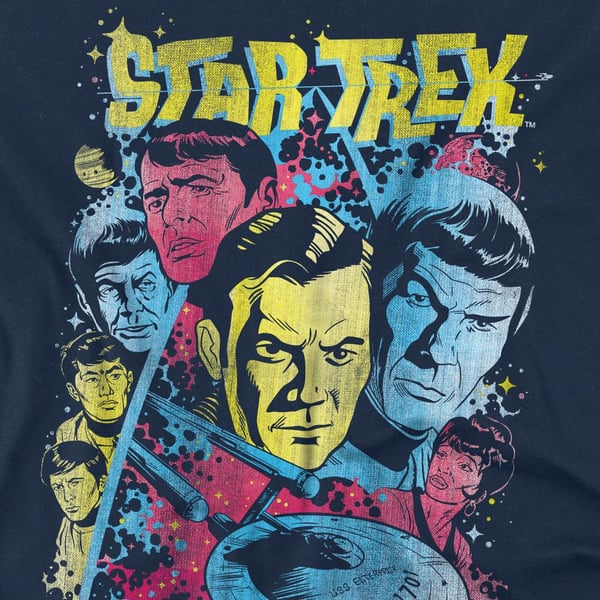 Star Trek Mens Classic Crew Illustrated T-Shirt