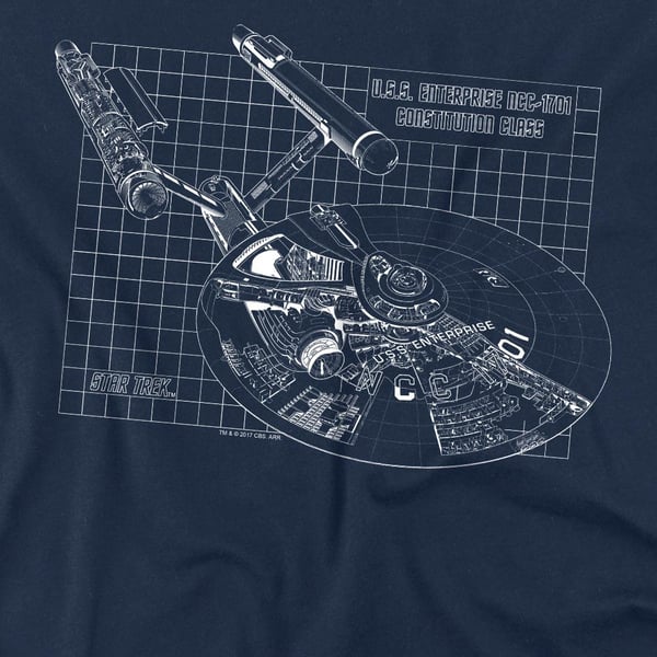 Star Trek Mens Enterprise Print T-Shirt
