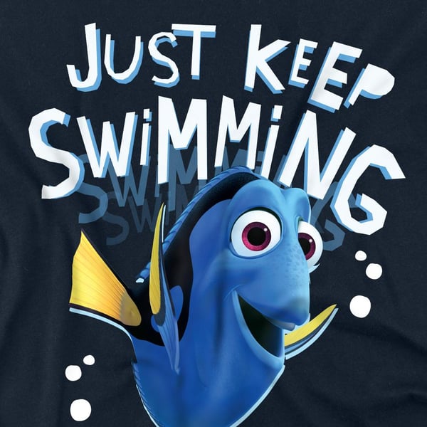 Finding Nemo Unisex Adult Just Keep Swimming Dory T-Shirt