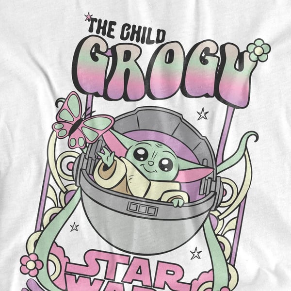 Star Wars: The Mandalorian Unisex Adult Grogu Hippie T-Shirt