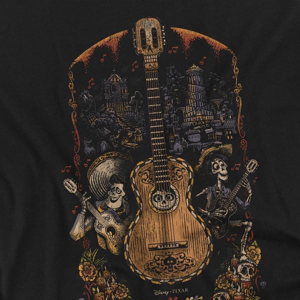 Coco Unisex Adult Ernesto Miguel Hector Painted Poster With Guitar T-Shirt