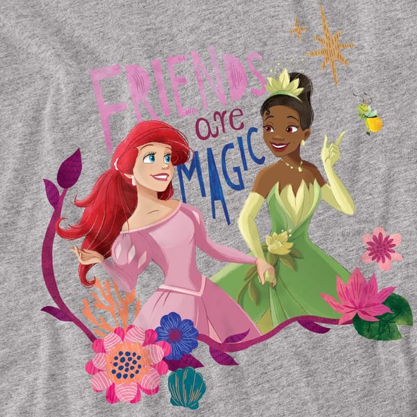 Disney Princess Unisex Adult Friends Are Magic Ariel And Tiana T-Shirt