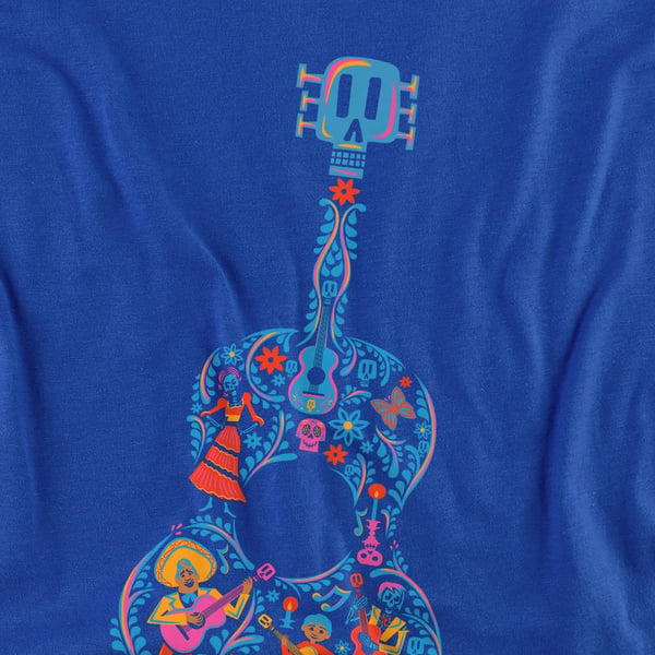 Coco Unisex Adult Ernesto Miguel Hector Colourful Guitar T-Shirt
