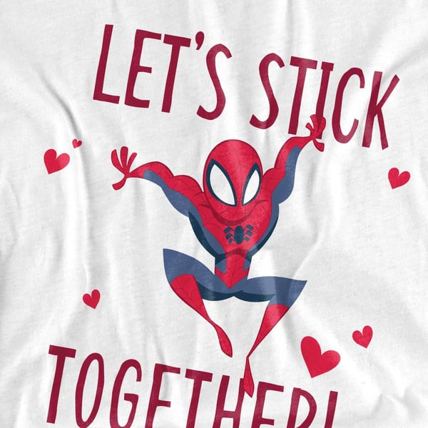 Spider-Man Unisex Adult Stick Together Valentine`s Day T-Shirt