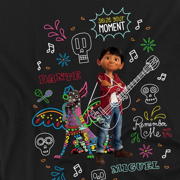 Coco Unisex Adult Miguel Dante Movie Quotes And Colourful Doodles T-Shirt