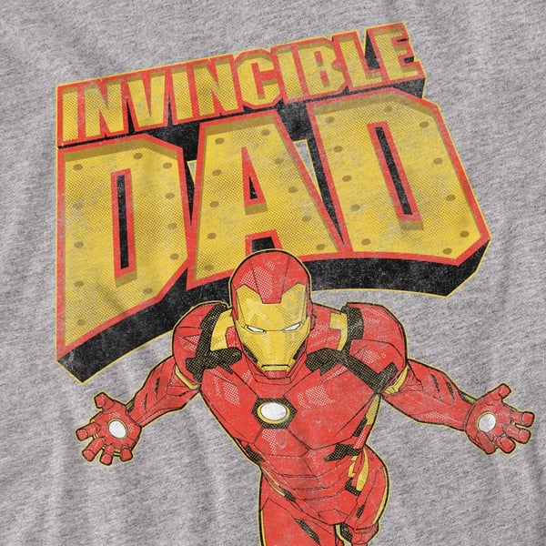 Iron Man Unisex Adult Invincible Dad Flying Fathers Day T-Shirt