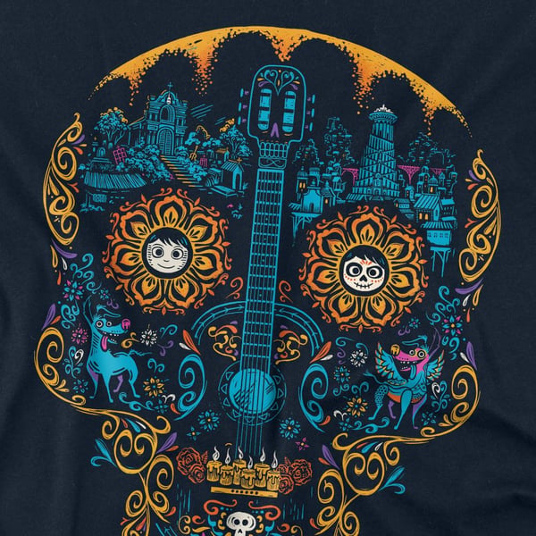 Coco Unisex Adult Day Of The Dead Miguel Dante Colourful Skull T-Shirt