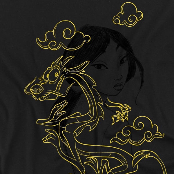Mulan Unisex Adult Breezy Mushu Illustration T-Shirt