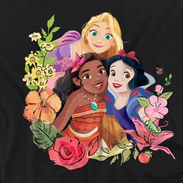 Disney Princess Unisex Adult Rapunzel Moana Snow White Bouquet T-Shirt
