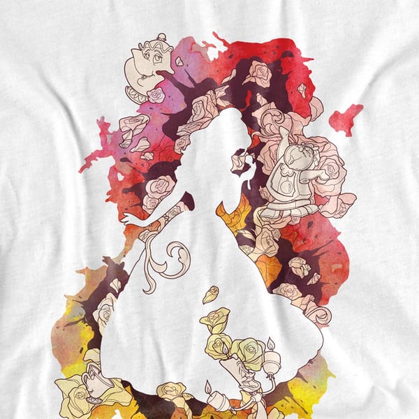 Beauty And The Beast Unisex Adult Belle Flower Silhouette T-Shirt