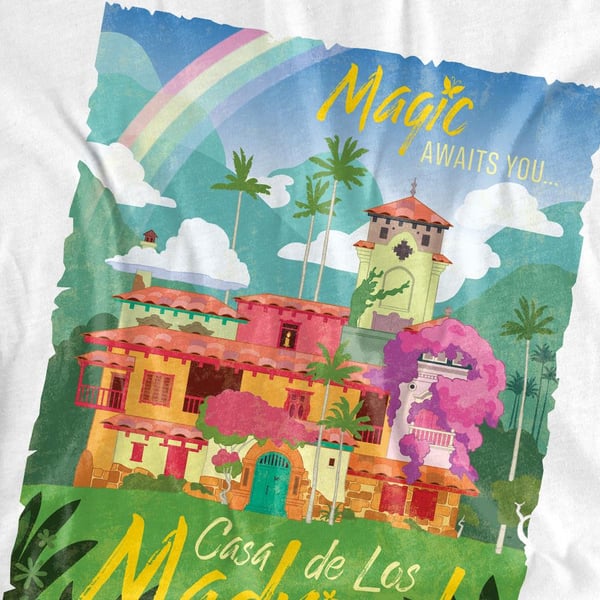 Encanto Unisex Adult Magic Awaits You...Casa De Los Madrigal Poster T-Shirt