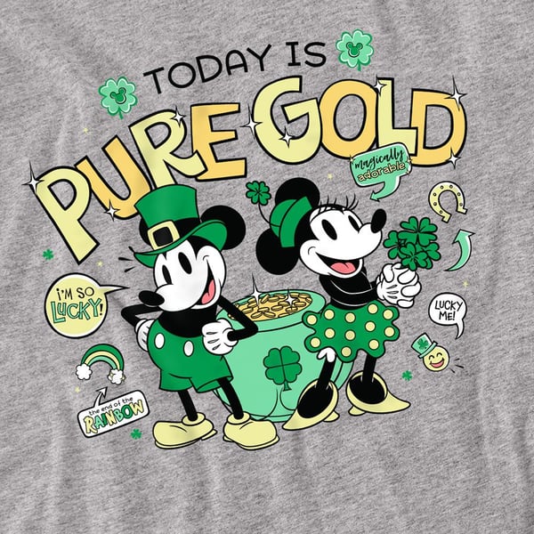 Mickey Mouse Unisex Adult Pure Gold Minnie Mouse St Patricks Day T-Shirt