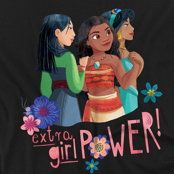 Disney Princess Unisex Adult Extra Girl Power! Mulan Moana Jasmine T-Shirt