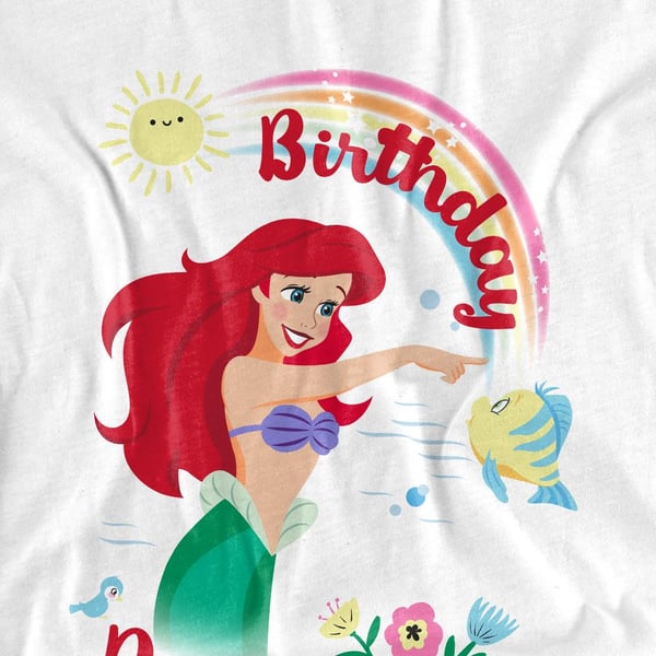 The Little Mermaid Unisex Adult Birthday Princess Ariel & Flounder T-Shirt