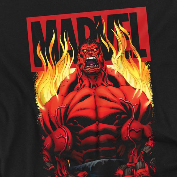Marvel Unisex Adult Red Hulk Fire T-Shirt