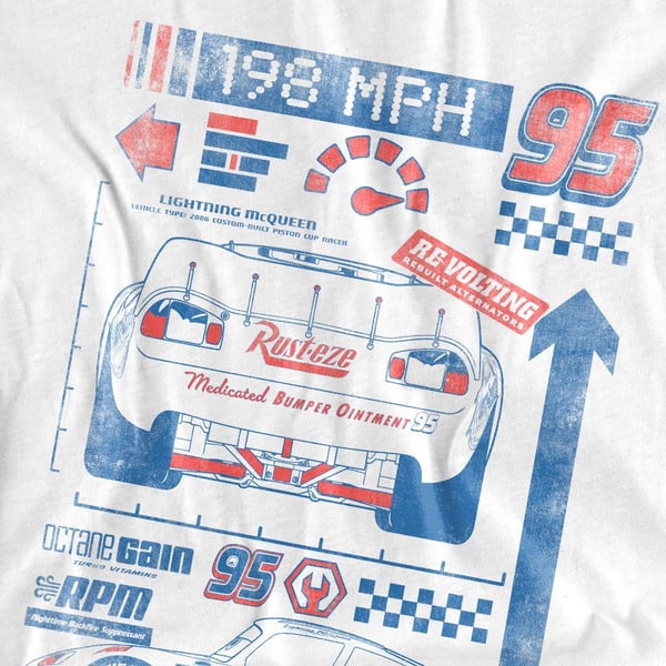 Cars Mens 198 MPH Lightning McQueen T-Shirt