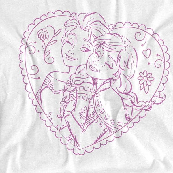 Frozen Childrens/Kids Anna And Elsa Heart T-Shirt