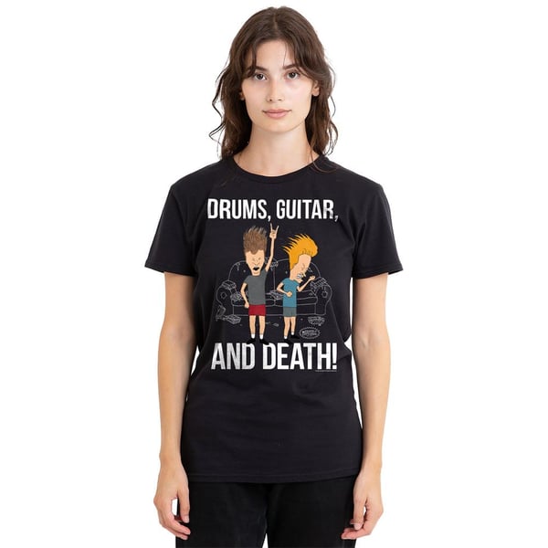 Beavis & Butthead Unisex Adult Drums Guitar & Death T-Shirt