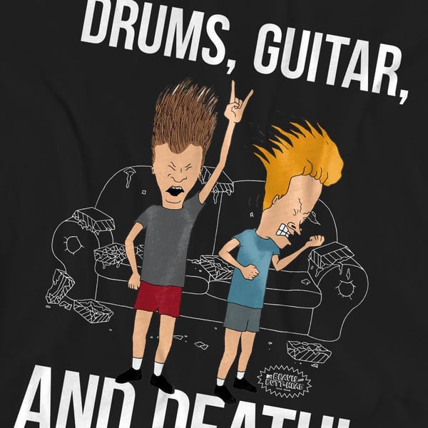 Beavis & Butthead Unisex Adult Drums Guitar & Death T-Shirt