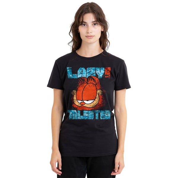 Garfield Unisex Adult Lazy But Talented Distressed T-Shirt